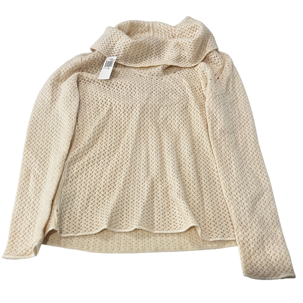16-17 NEIMAN MARCUS Women's Knit Cashmere Cowl Neck Sweater Cream XL
